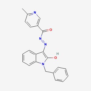 molecular formula C22H18N4O2 B12447530 N'-[(3E)-1-benzyl-2-oxo-1,2-dihydro-3H-indol-3-ylidene]-6-methylpyridine-3-carbohydrazide 