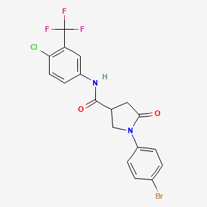 molecular formula C18H13BrClF3N2O2 B12447573 1-(4-bromophenyl)-N-[4-chloro-3-(trifluoromethyl)phenyl]-5-oxopyrrolidine-3-carboxamide 