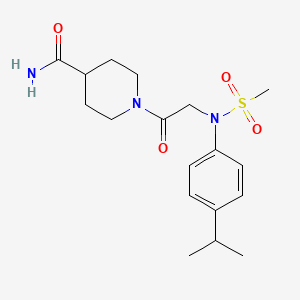 molecular formula C18H27N3O4S B12447582 1-{N-(methylsulfonyl)-N-[4-(propan-2-yl)phenyl]glycyl}piperidine-4-carboxamide 