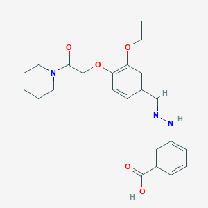 3-[(2E)-2-[[3-ethoxy-4-(2-oxo-2-piperidin-1-ylethoxy)phenyl]methylidene]hydrazinyl]benzoic acid
