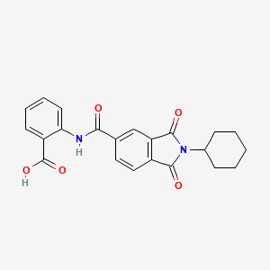 molecular formula C22H20N2O5 B12447669 2-{[(2-cyclohexyl-1,3-dioxo-2,3-dihydro-1H-isoindol-5-yl)carbonyl]amino}benzoic acid 