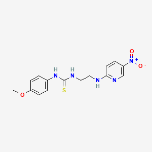 molecular formula C15H17N5O3S B12447682 1-(4-Methoxyphenyl)-3-{2-[(5-nitropyridin-2-yl)amino]ethyl}thiourea 