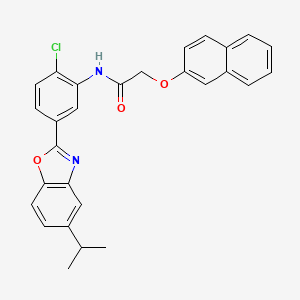 molecular formula C28H23ClN2O3 B12447691 N-{2-chloro-5-[5-(propan-2-yl)-1,3-benzoxazol-2-yl]phenyl}-2-(naphthalen-2-yloxy)acetamide 