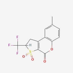 molecular formula C13H9F3O4S B12447695 1,2-Dihydro-8-methyl-2-trifluoromethyl-4H-thieno-[2,3-C]-chromene-3,3,4-trione 