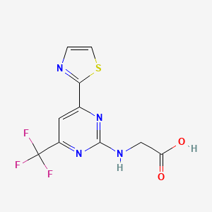 molecular formula C10H7F3N4O2S B12447716 N-[6-(Thiazol-2-yl)-4-(trifluoromethyl)pyrimidin-2-yl]glycine 