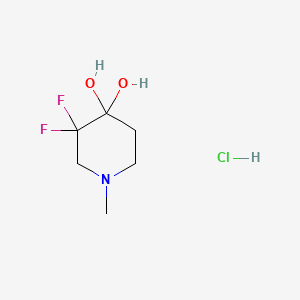 molecular formula C6H12ClF2NO2 B12447732 3,3-Difluoro-1-methylpiperidine-4,4-diol hydrochloride 