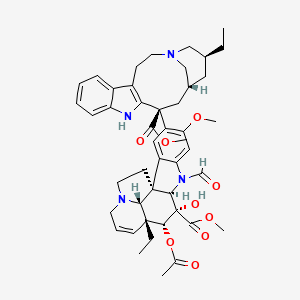 molecular formula C46H56N4O9 B1244774 methyl (1R,9R,10S,11R,12R,19R)-11-acetyloxy-12-ethyl-4-[(13S,15R,17S)-17-ethyl-13-methoxycarbonyl-1,11-diazatetracyclo[13.3.1.04,12.05,10]nonadeca-4(12),5,7,9-tetraen-13-yl]-8-formyl-10-hydroxy-5-methoxy-8,16-diazapentacyclo[10.6.1.01,9.02,7.016,19]nonadeca-2,4,6,13-tetraene-10-carboxylate 