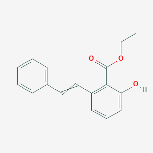 molecular formula C17H16O3 B12447803 ethyl 2-hydroxy-6-[(1E)-2-phenylethenyl]benzoate 