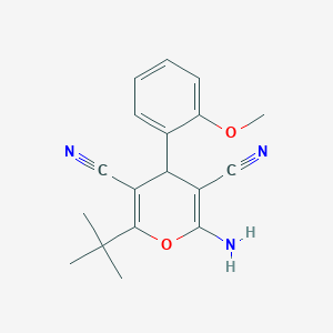 molecular formula C18H19N3O2 B12447882 2-amino-6-tert-butyl-4-(2-methoxyphenyl)-4H-pyran-3,5-dicarbonitrile 