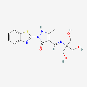 molecular formula C16H18N4O4S B12447912 (4E)-2-(1,3-benzothiazol-2-yl)-4-({[1,3-dihydroxy-2-(hydroxymethyl)propan-2-yl]amino}methylidene)-5-methyl-2,4-dihydro-3H-pyrazol-3-one 