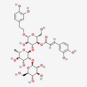 molecular formula C35H46O20 B1244795 [(2R,3R,4R,5R,6R)-4-[(2S,3R,4R,5R,6S)-4,5-dihydroxy-6-methyl-3-[(2S,3R,4S,5S,6R)-3,4,5-trihydroxy-6-(hydroxymethyl)oxan-2-yl]oxyoxan-2-yl]oxy-6-[2-(3,4-dihydroxyphenyl)ethoxy]-5-hydroxy-2-(hydroxymethyl)oxan-3-yl] (E)-3-(3,4-dihydroxyphenyl)prop-2-enoate 