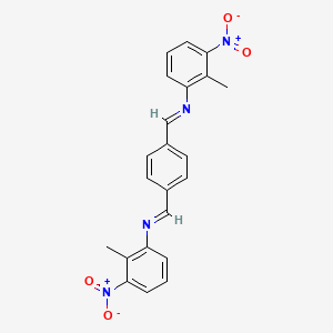 molecular formula C22H18N4O4 B12447958 N,N'-[benzene-1,4-diyldi(E)methylylidene]bis(2-methyl-3-nitroaniline) 