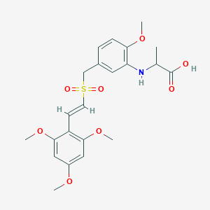 (E)-2-(5-((2,4,6-trimethoxystyrylsulfonyl)methyl)-2-methoxyphenylamino)propanoic acid
