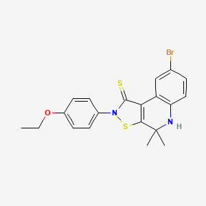 molecular formula C20H19BrN2OS2 B12447992 8-bromo-2-(4-ethoxyphenyl)-4,4-dimethyl-5H-[1,2]thiazolo[5,4-c]quinoline-1-thione 