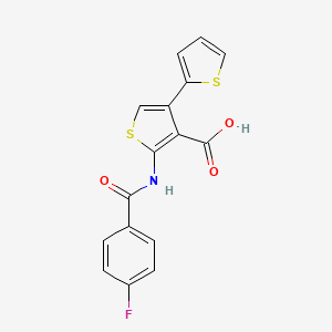 molecular formula C16H10FNO3S2 B12448104 5'-{[(4-Fluorophenyl)carbonyl]amino}-2,3'-bithiophene-4'-carboxylic acid 