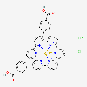 molecular formula C44H32Cl2N6O4Ru B12448146 4-[6-[5-(4-carboxyphenyl)pyridin-1-id-2-ylidene]pyridin-1-id-3-yl]benzoic acid;2-pyridin-1-id-2-ylidenepyridin-1-ide;ruthenium(8+);dichloride 
