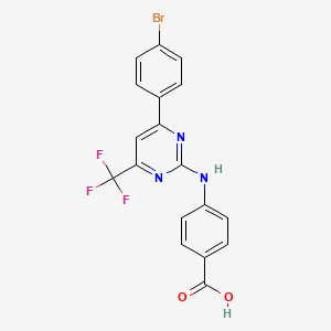 molecular formula C18H11BrF3N3O2 B12448178 4-[6-(4-Bromophenyl)-4-(trifluoromethyl)pyrimidin-2-yl]aminobenzoic acid 