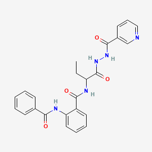 molecular formula C24H23N5O4 B12448198 N-{1-oxo-1-[2-(pyridin-3-ylcarbonyl)hydrazinyl]butan-2-yl}-2-[(phenylcarbonyl)amino]benzamide 