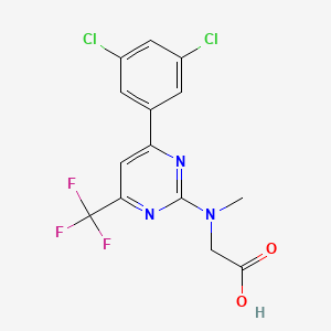 molecular formula C14H10Cl2F3N3O2 B12448216 N-[6-(3,5-Dichlorophenyl)-4-(trifluoromethyl)pyrimidin-2-yl]-N-methylglycine 