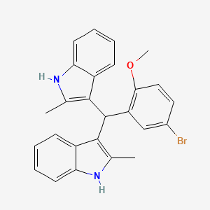 molecular formula C26H23BrN2O B12448249 3,3'-[(5-bromo-2-methoxyphenyl)methanediyl]bis(2-methyl-1H-indole) 