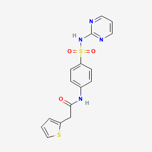 molecular formula C16H14N4O3S2 B12448302 N-[4-(Pyrimidin-2-ylsulfamoyl)-phenyl]-2-thiophen-2-yl-acetamide 