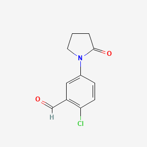 molecular formula C11H10ClNO2 B12448334 2-Chloro-5-(2-oxopyrrolidin-1-YL)benzaldehyde 