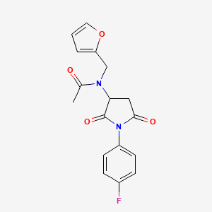 molecular formula C17H15FN2O4 B12448365 N-[1-(4-fluorophenyl)-2,5-dioxopyrrolidin-3-yl]-N-(furan-2-ylmethyl)acetamide 