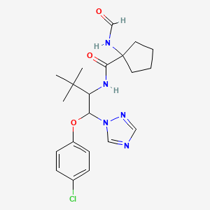 molecular formula C21H28ClN5O3 B12448445 N-[1-(4-chlorophenoxy)-3,3-dimethyl-1-(1,2,4-triazol-1-yl)butan-2-yl]-1-formamidocyclopentane-1-carboxamide 