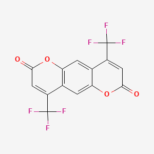 molecular formula C14H4F6O4 B12448457 4,9-Bis(trifluoromethyl)pyrano-[2,3-G]-chromene-2,7-dione 