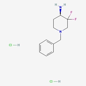 molecular formula C12H18Cl2F2N2 B12448465 (4R)-1-benzyl-3,3-difluoropiperidin-4-amine dihydrochloride 