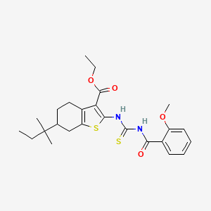 molecular formula C25H32N2O4S2 B12448501 Ethyl 2-({[(2-methoxyphenyl)carbonyl]carbamothioyl}amino)-6-(2-methylbutan-2-yl)-4,5,6,7-tetrahydro-1-benzothiophene-3-carboxylate 
