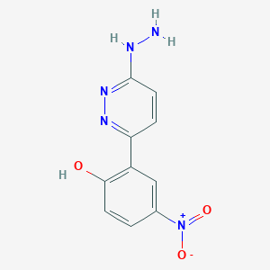 molecular formula C10H9N5O3 B12448604 2-(6-Hydrazinopyridazine-3-YL)-4-nitrophenol 