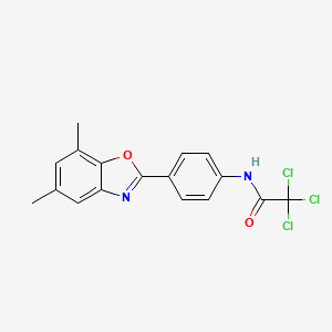 molecular formula C17H13Cl3N2O2 B12448647 2,2,2-trichloro-N-[4-(5,7-dimethyl-1,3-benzoxazol-2-yl)phenyl]acetamide 