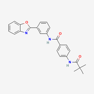molecular formula C25H23N3O3 B12448653 N-[3-(1,3-benzoxazol-2-yl)phenyl]-4-[(2,2-dimethylpropanoyl)amino]benzamide 