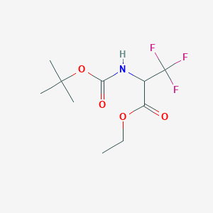 molecular formula C10H16F3NO4 B12448687 Ethyl 2-tert-butyloxycarbonylamino-3,3,3-trifluoropropanoate 