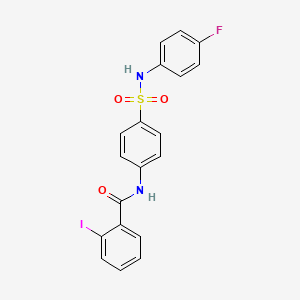 molecular formula C19H14FIN2O3S B12448699 N-{4-[(4-fluorophenyl)sulfamoyl]phenyl}-2-iodobenzamide 