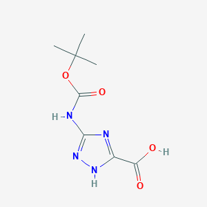 molecular formula C8H12N4O4 B12448710 3-[(2-methylpropan-2-yl)oxycarbonylamino]-1H-1,2,4-triazole-5-carboxylic acid 