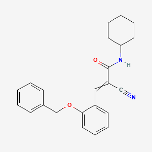 molecular formula C23H24N2O2 B12448782 2-Cyano-N-cyclohexyl-3-[2-(phenylmethoxy)phenyl]-2-propenamide CAS No. 356092-89-2