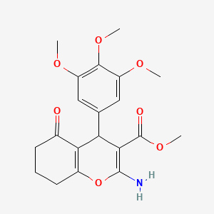 molecular formula C20H23NO7 B12448868 Methyl 2-amino-5-oxo-4-(3,4,5-trimethoxyphenyl)-4,6,7,8-tetrahydrochromene-3-carboxylate 