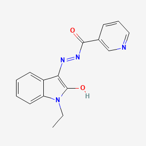 molecular formula C16H14N4O2 B12448909 N'-[(3Z)-1-ethyl-2-oxo-1,2-dihydro-3H-indol-3-ylidene]pyridine-3-carbohydrazide 