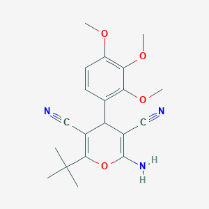 molecular formula C20H23N3O4 B12448946 2-amino-6-tert-butyl-4-(2,3,4-trimethoxyphenyl)-4H-pyran-3,5-dicarbonitrile 