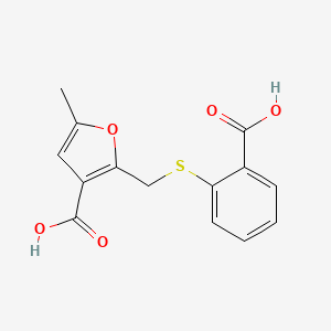 molecular formula C14H12O5S B12449045 2-{[(2-Carboxyphenyl)sulfanyl]methyl}-5-methylfuran-3-carboxylic acid 