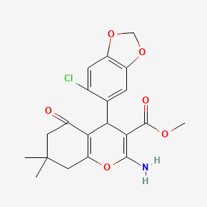 molecular formula C20H20ClNO6 B12449072 methyl 2-amino-4-(6-chloro-1,3-benzodioxol-5-yl)-7,7-dimethyl-5-oxo-5,6,7,8-tetrahydro-4H-chromene-3-carboxylate 