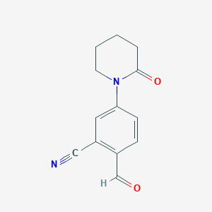 molecular formula C13H12N2O2 B12449075 2-Formyl-5-(2-oxopiperidin-1-YL)benzonitrile 