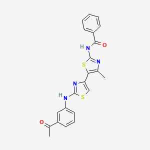 molecular formula C22H18N4O2S2 B12449126 N-[5-[2-(3-acetylanilino)-1,3-thiazol-4-yl]-4-methyl-1,3-thiazol-2-yl]benzamide 
