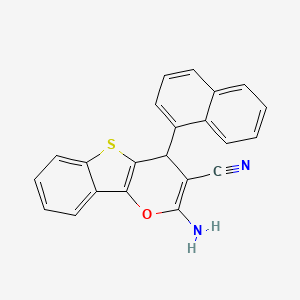molecular formula C22H14N2OS B12449140 2-amino-4-(naphthalen-1-yl)-4H-[1]benzothieno[3,2-b]pyran-3-carbonitrile 