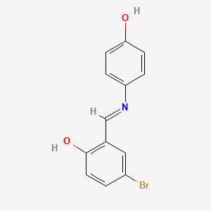 molecular formula C13H10BrNO2 B12449177 4-bromo-2-[(E)-[(4-hydroxyphenyl)imino]methyl]phenol 