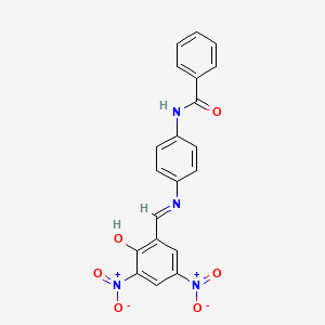 molecular formula C20H14N4O6 B12449206 N-(4-{[(E)-(2-hydroxy-3,5-dinitrophenyl)methylidene]amino}phenyl)benzamide 