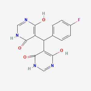 molecular formula C15H11FN4O4 B12449223 5,5'-[(4-Fluorophenyl)methanediyl]dipyrimidine-4,6-diol CAS No. 6171-00-2