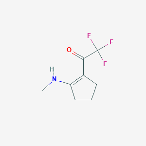 molecular formula C8H10F3NO B12449229 2,2,2-Trifluoro-1-[2-(methylamino)cyclopenten-1-yl]ethanone 